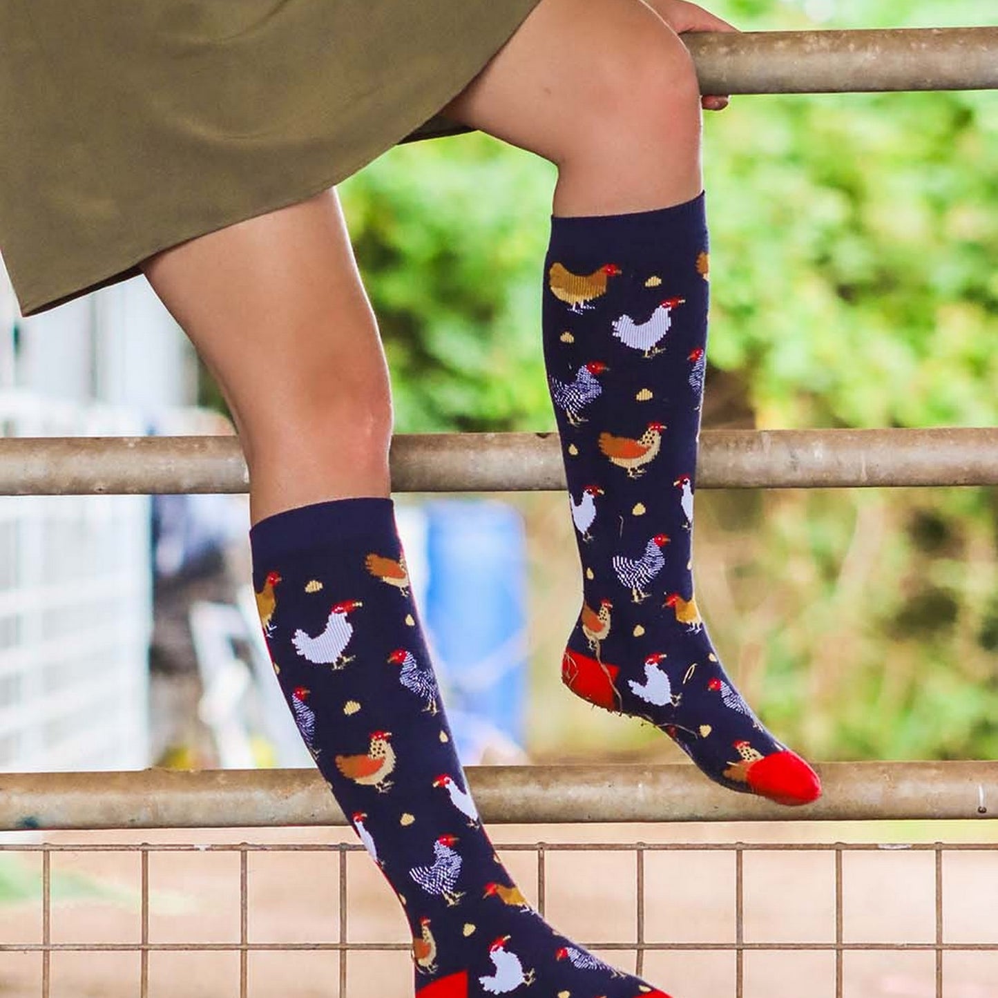 Bartleby Funky Welly Socks Ladies Colourful Chicken