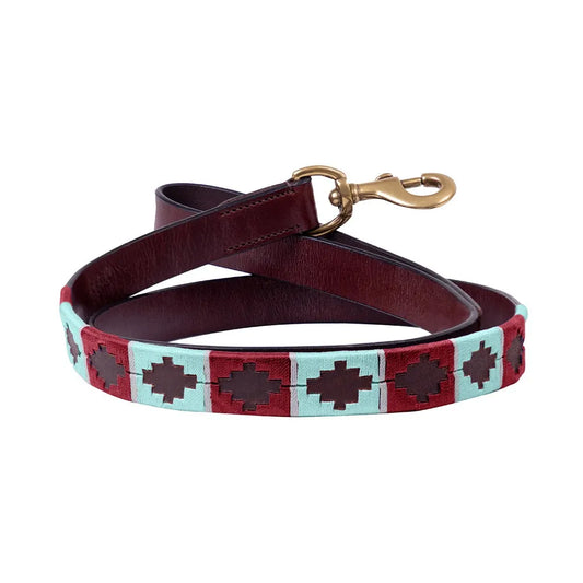 Benji & Flo Sublime Polo Leather Dog Lead - Aqua / Fig