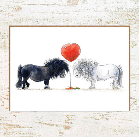 One Heart - Anniversary, Wedding, Valentines Horse Card