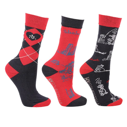 Hy Equestrian Thelwell Collection Practice Makes Perfect Junior Socks (Pack of 3)