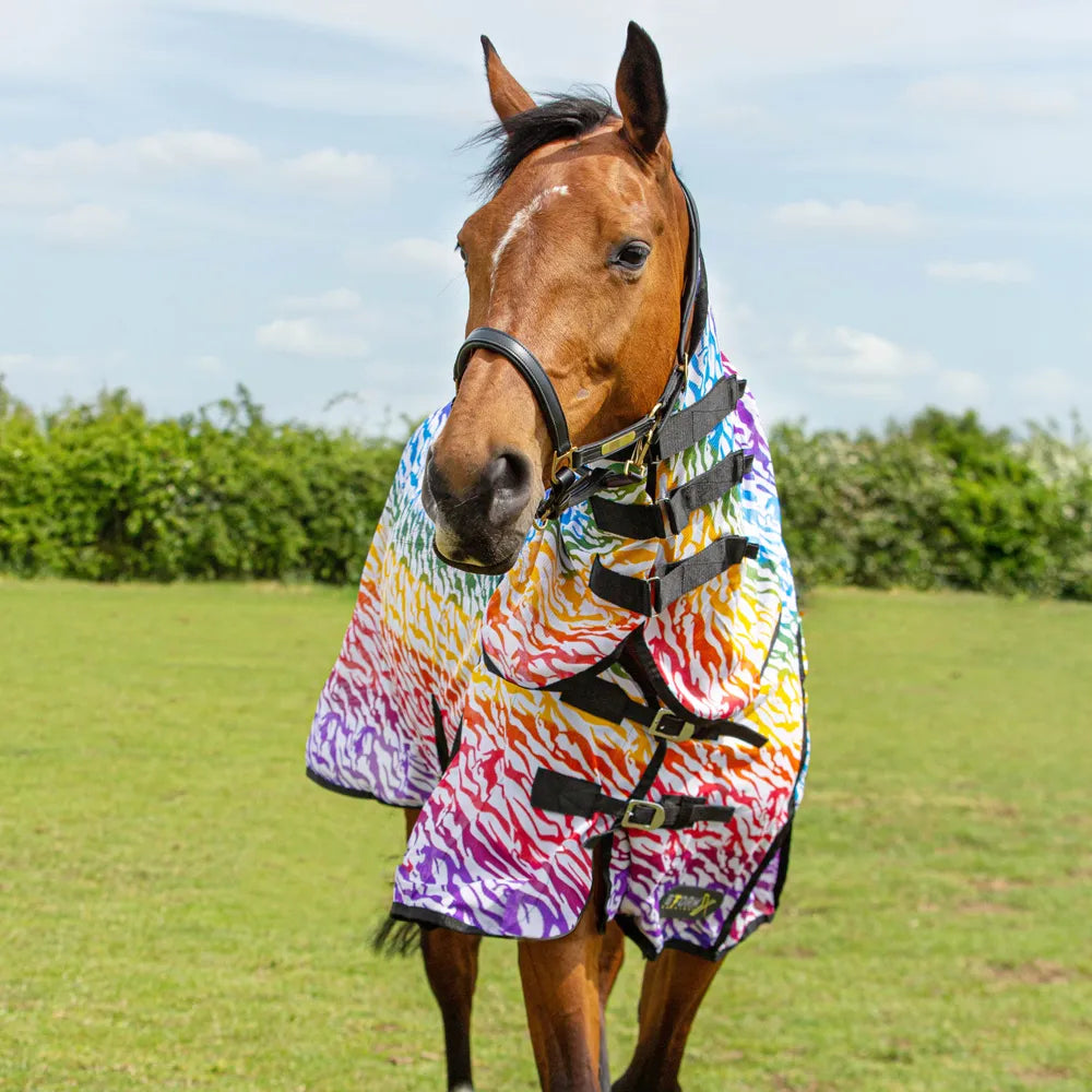 StormX Original Zebra Rainbow Print Fly Rug