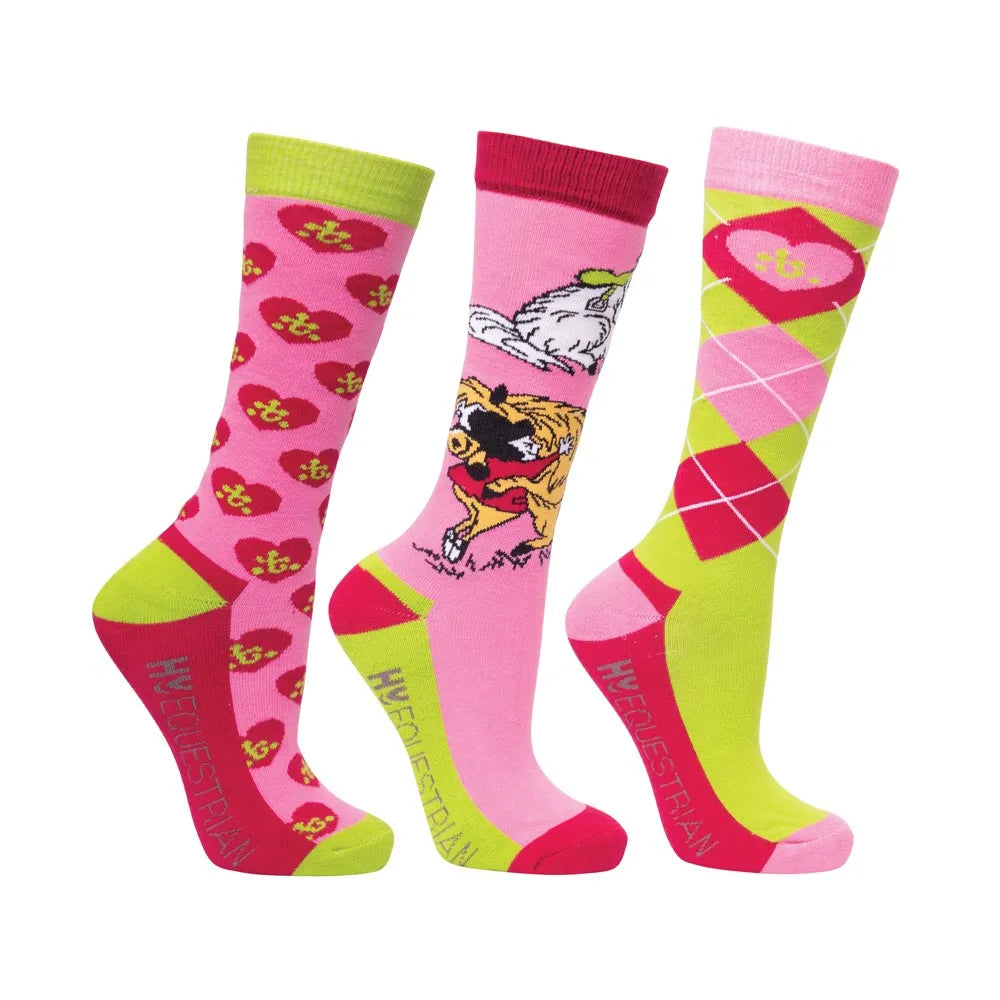 Hy Equestrian Thelwell Collection Hugs Socks (Pack of 3)