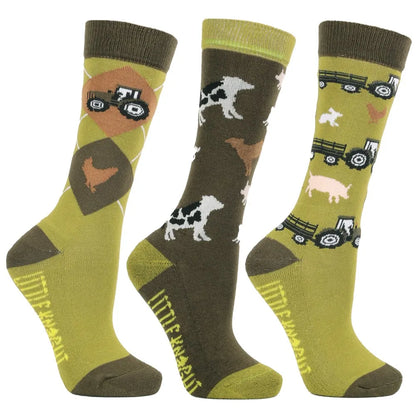 Farm Collection Socks by Little Knight (Pack of 3) - Olive Green