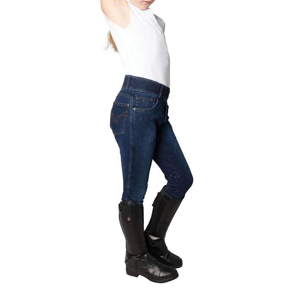 Hy Equestrian Elevate Mizs Style Denim Breeches - Dark Blue