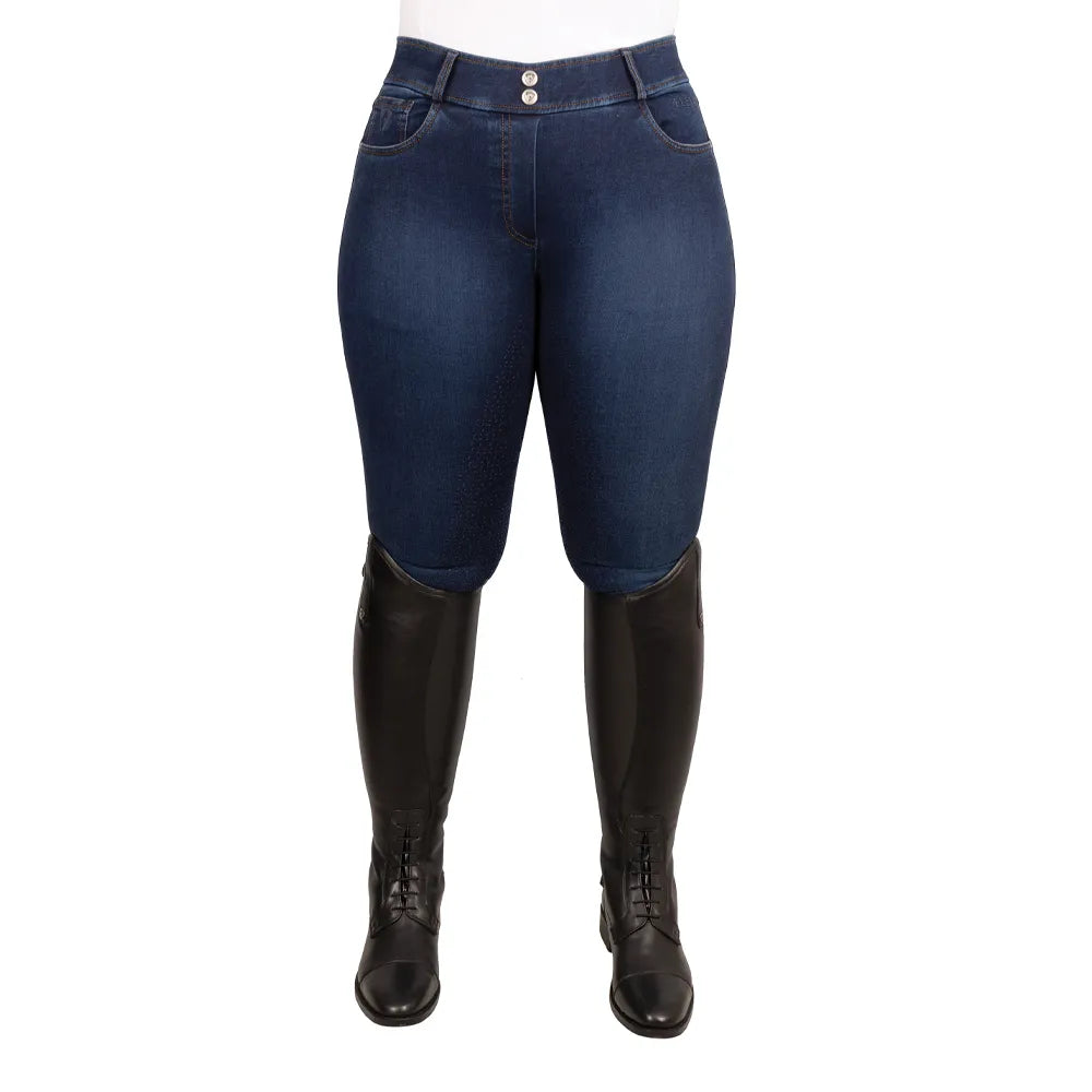 Hy Equestrian Elevate Style Denim Breeches - Dark Blue