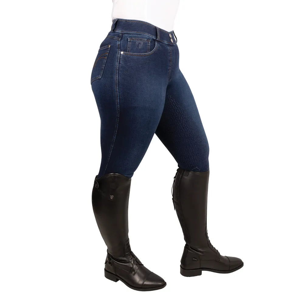 Hy Equestrian Elevate Style Denim Breeches - Dark Blue