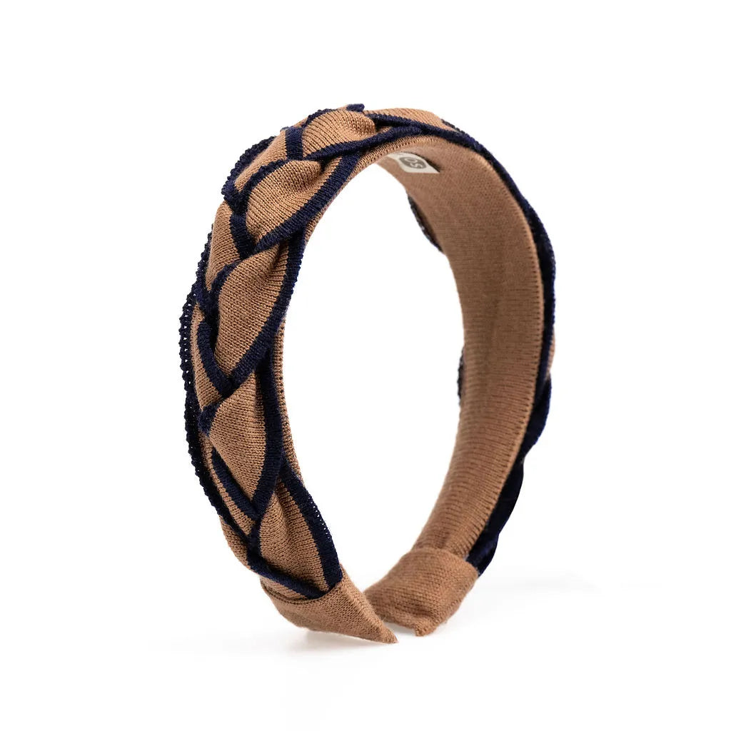 Waring Brooke Signature Plait Hairband - Tan/Navy