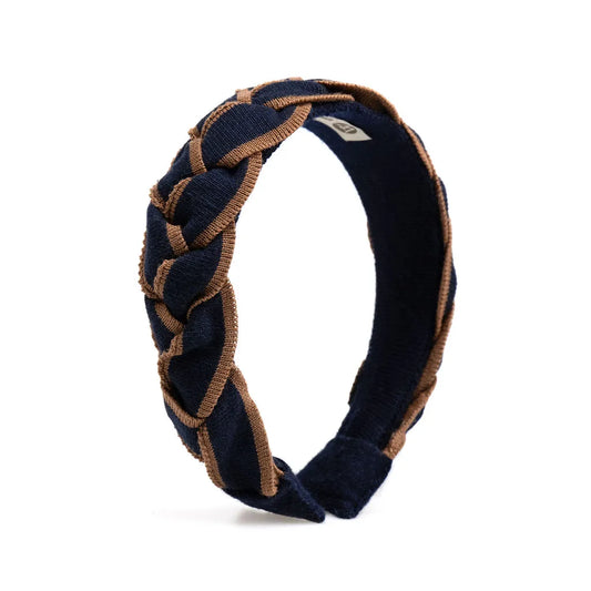 Waring Brooke Signature Plait Hairband - Navy/Tan