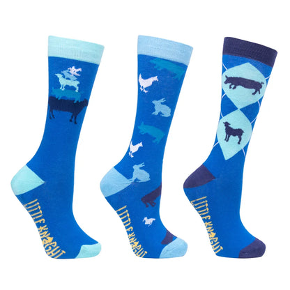 Farm Collection Socks by Little Knight (Pack of 3) - Cobalt Blue/Navy