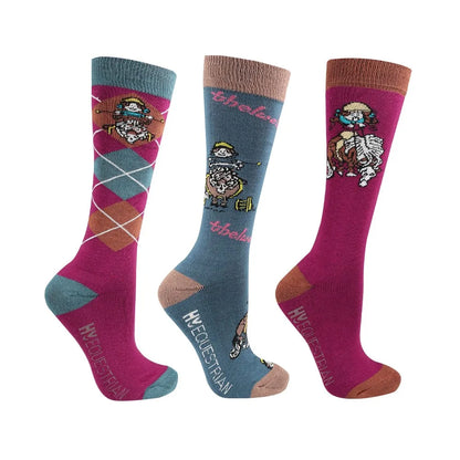 Hy Equestrian Thelwell Collection Junior Pony Friends Socks (Pack of 3)