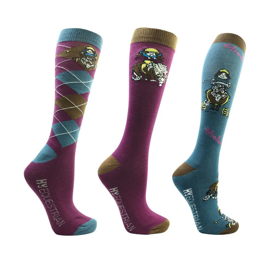 Women's Hy Equestrian Thelwell Collection Pony Friends Socks (Pack of 3)