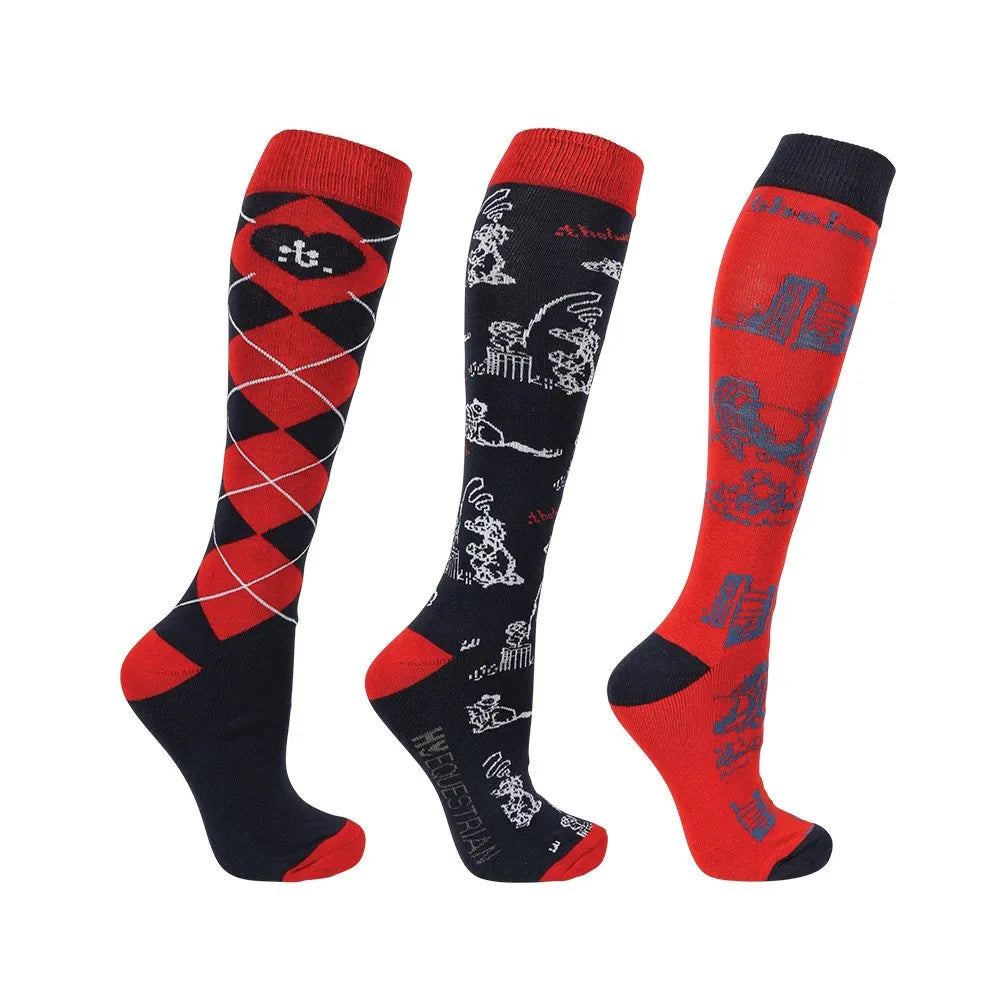 Women's Hy Equestrian Thelwell Collection Practice Makes Perfect Socks (Pack of 3)