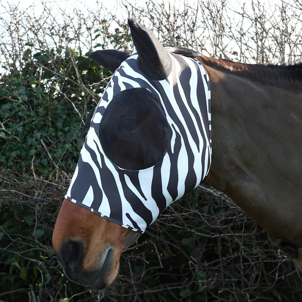 Hy Equestrian Lycra Zebra Print Fly Mask