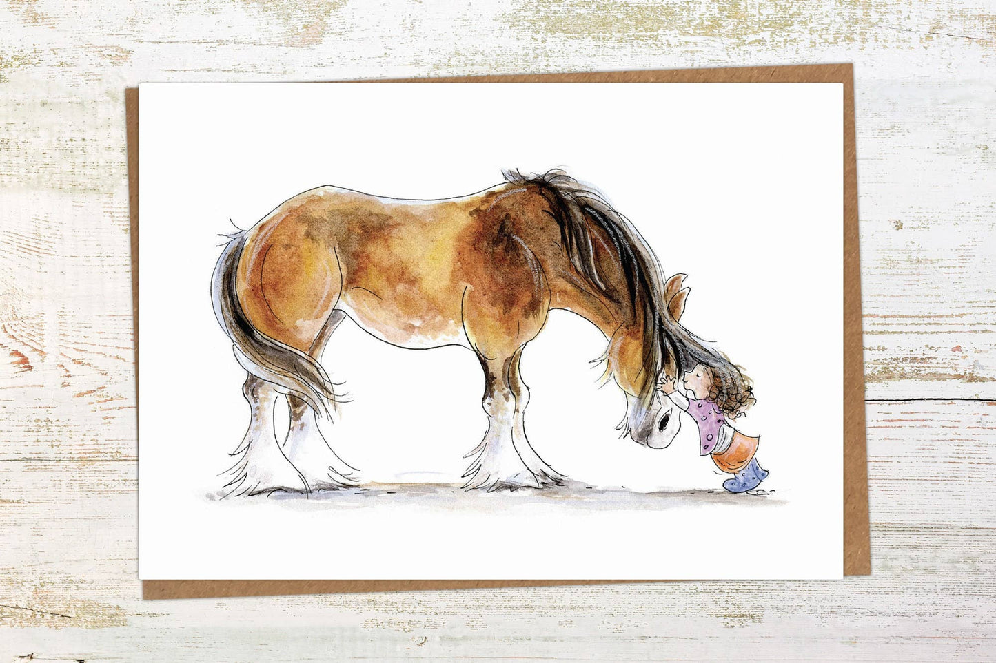 Clydie Cuddle - Clydesdale / Shire Horse Greeting Card