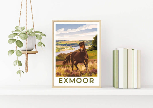 Exmoor Pony Poster A4, Vintage Exmoor National Park Travel