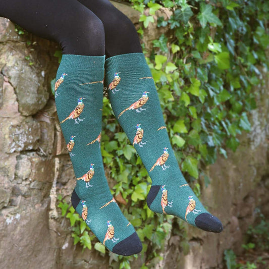Bartleby Funky Welly Socks Ladies Country Pheasant