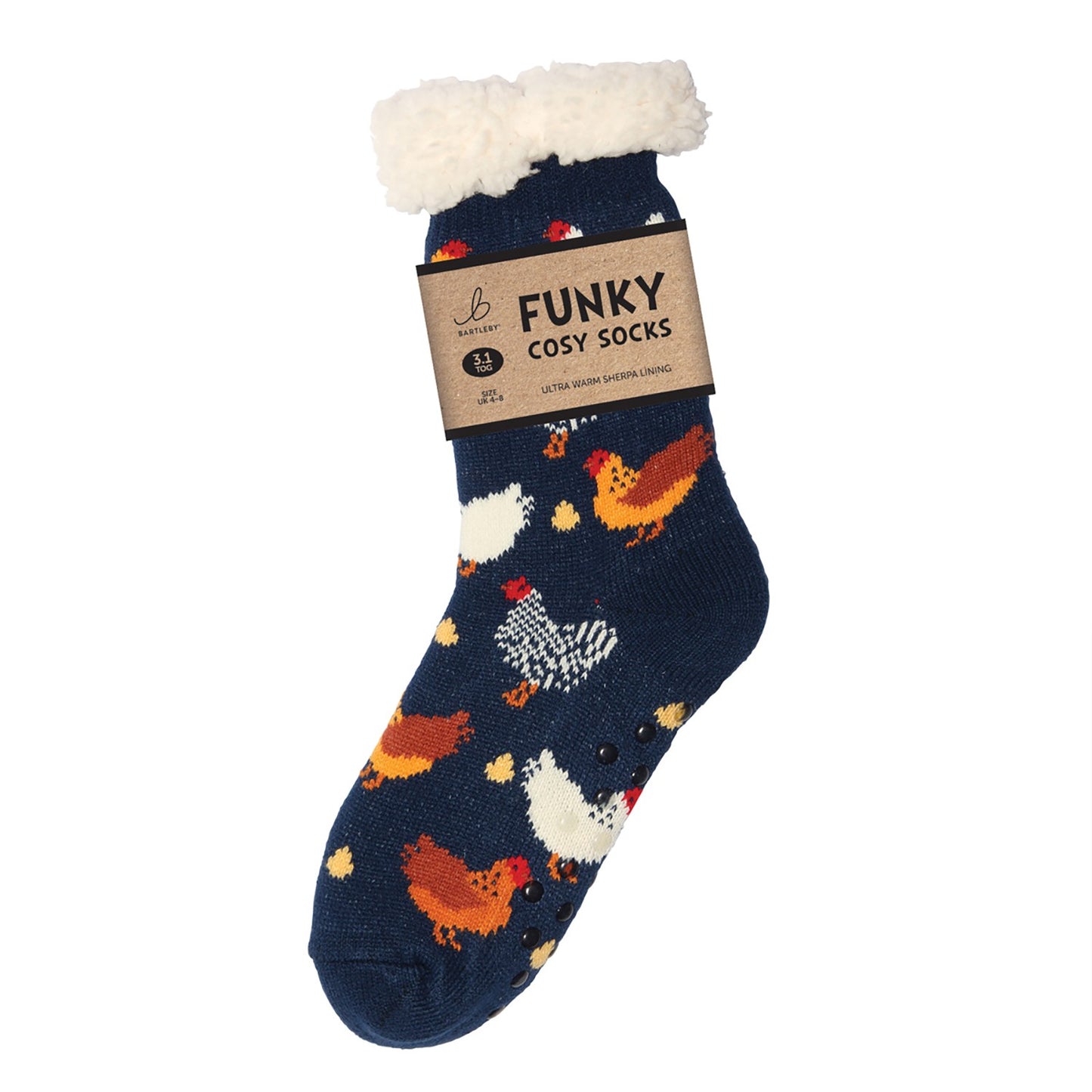 Bartleby Funky Sherpa Socks Ladies Colourful Chicken