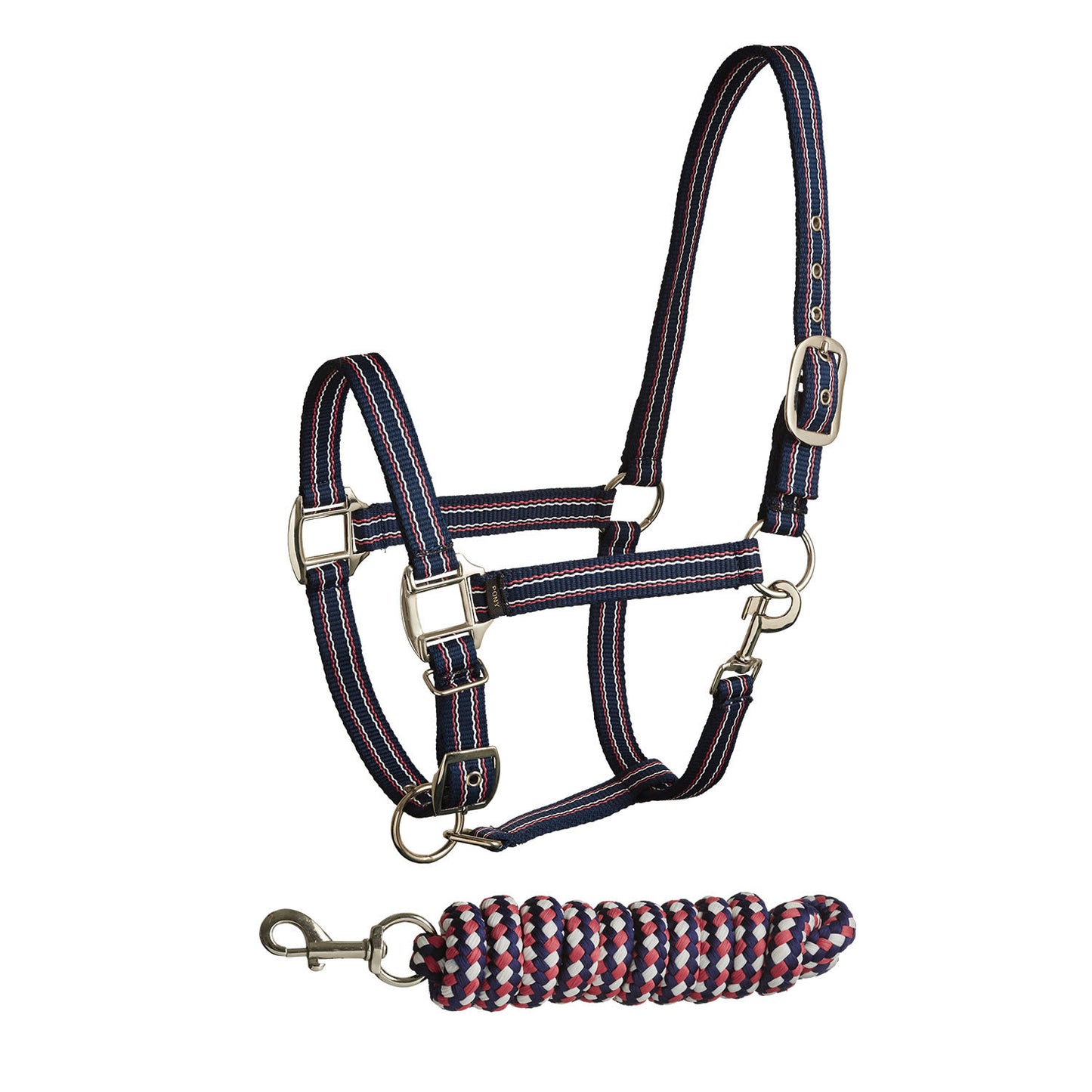 Bitz Stripe Two Tone Headcollar/lead Rope Navy/White