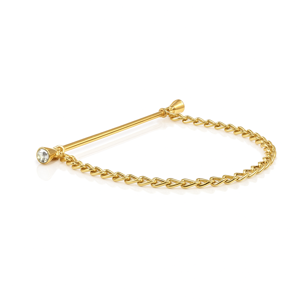 Crystal Showing Collar Pin & Chain