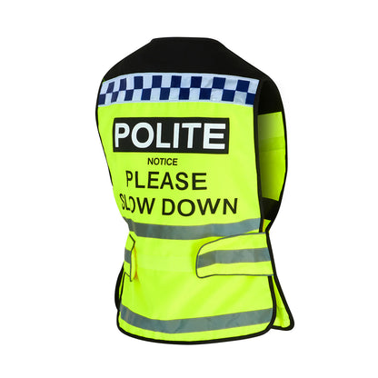 Equisafety Polite Waistcoat Please Slow Down