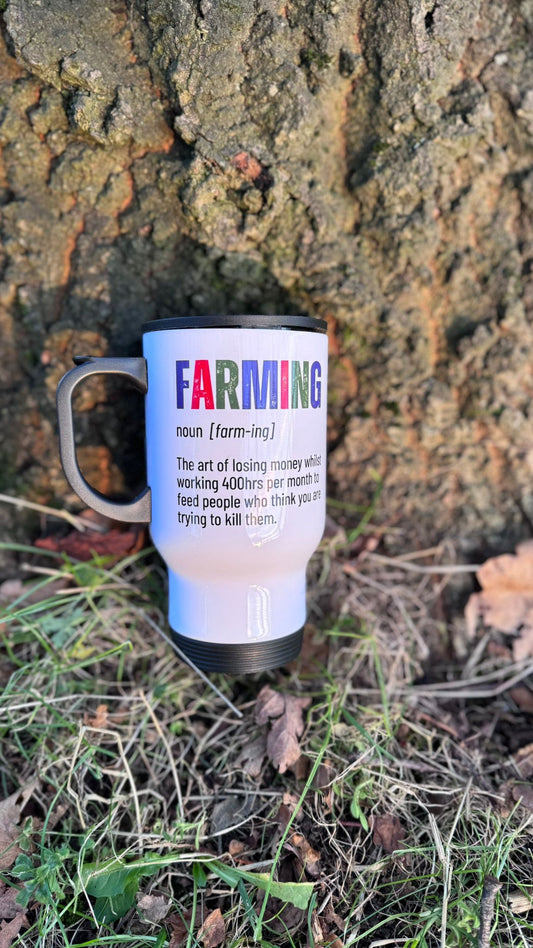 *Personalised* Farming Definition 14oz Handled Travel Mug