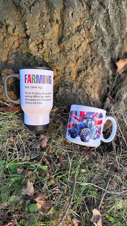 *Personalised* Farming Definition 14oz Handled Travel Mug