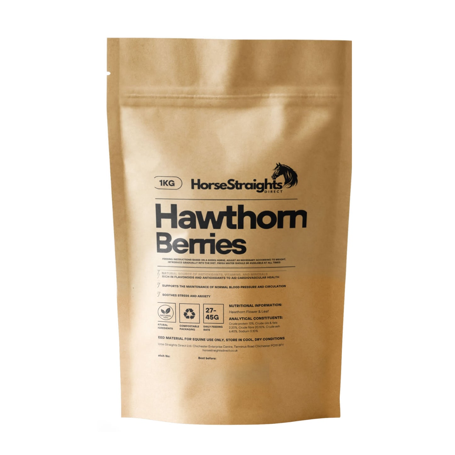 Horse Straights Direct Hawthorn Whole Berries - 1KG