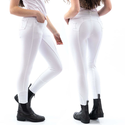 Whitaker Birtle Diamante Ladies Breeches - White