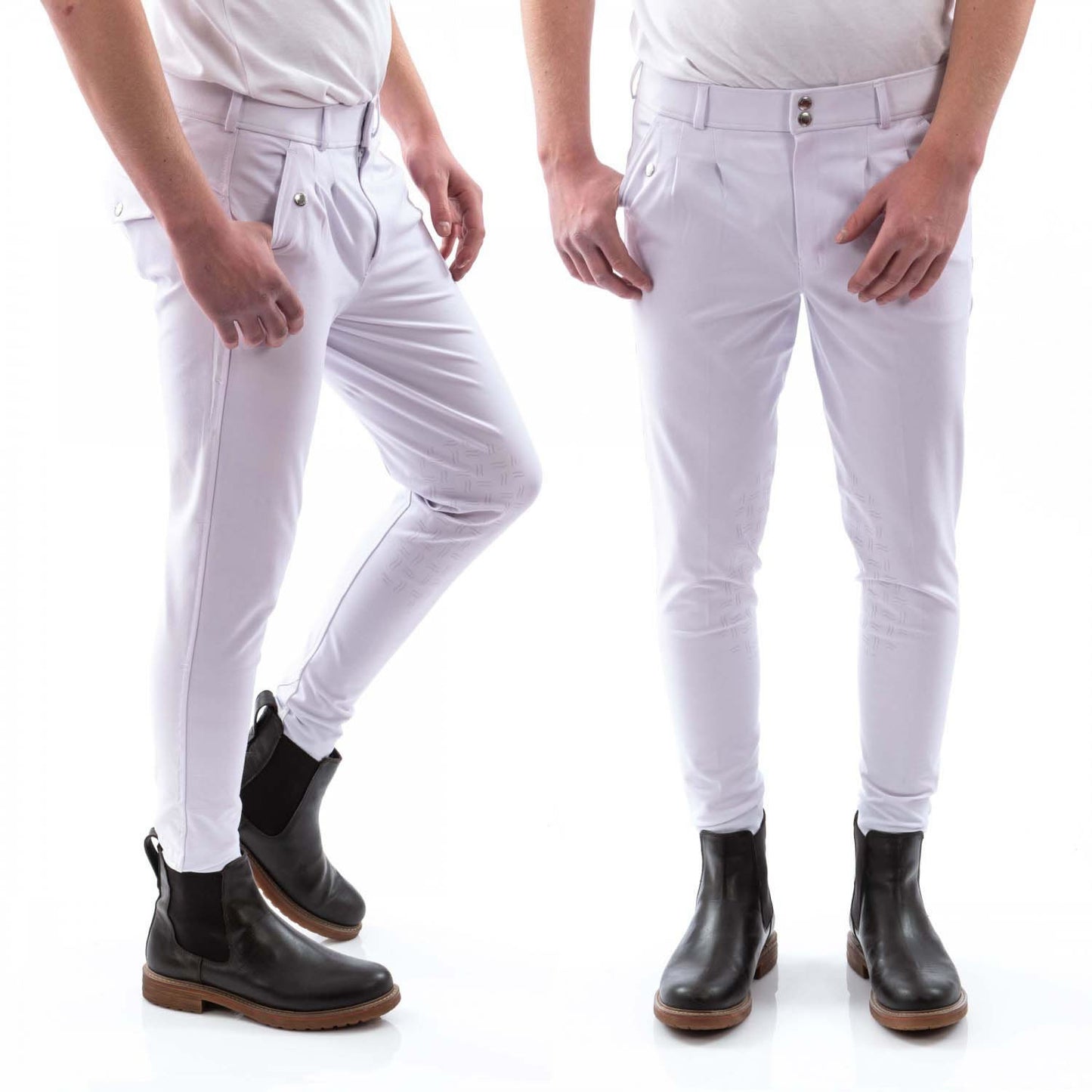 Whitaker B155m Clayton Mens Breeches With Grip Knee - White