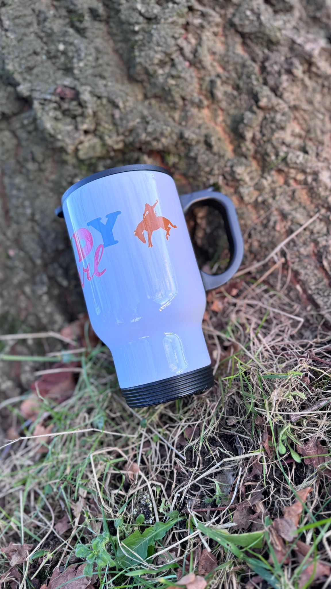 Howdy Cowgirl 14oz Handled Travel Mug