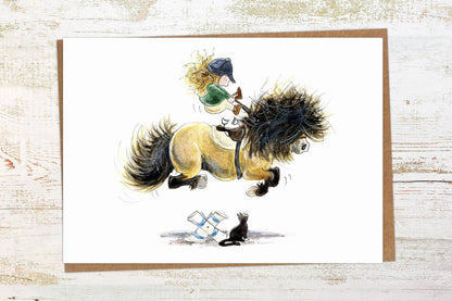 Cat Leap - Funny Pony Birthday & Greetings Card