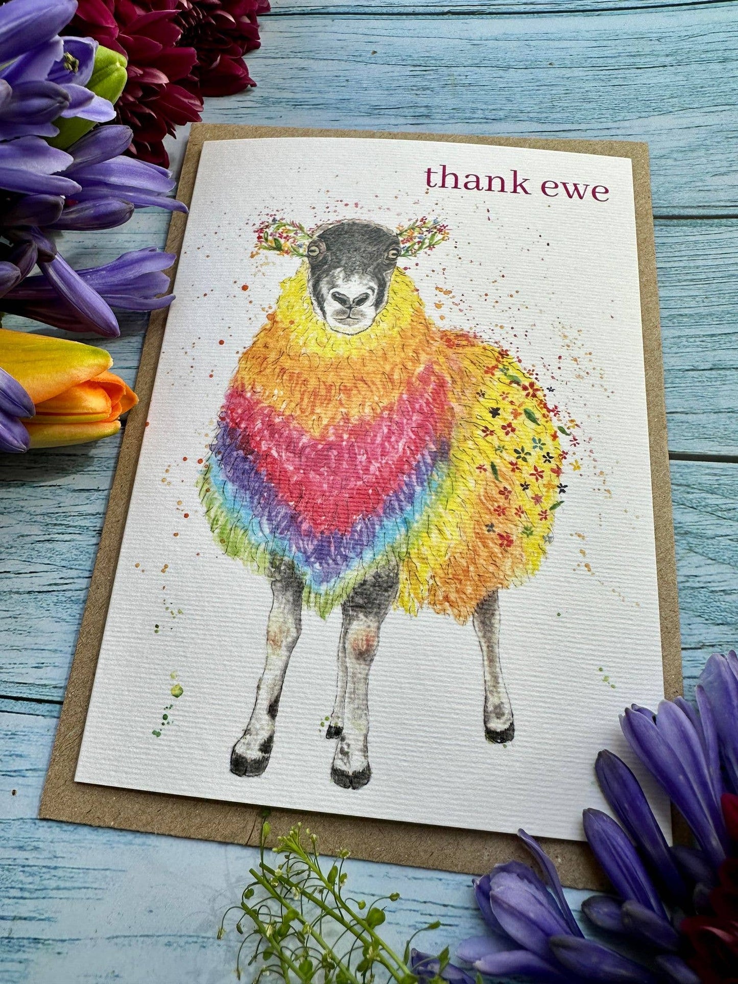 Thank You Rainbow Sheep | Eco Friendly Gift Card